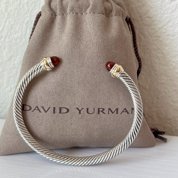 David Yurman Jewelry - David Yurman 5mm Rare Red Carnelian Bangle Cuff Cable Bracelet